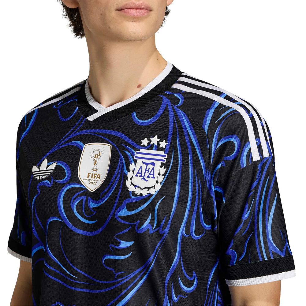 2026 Argentina Men's Authentic Away Soccer Jersey Black / Lucid Blue / Blue Burst - Adidas